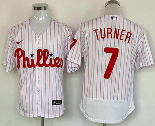 Mens Philadelphia Phillies #7 Trea Turner White Stitched MLB Flex Base Nike Jersey->->MLB Jersey